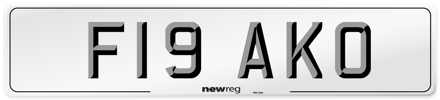 F19 AKO Number Plate from New Reg